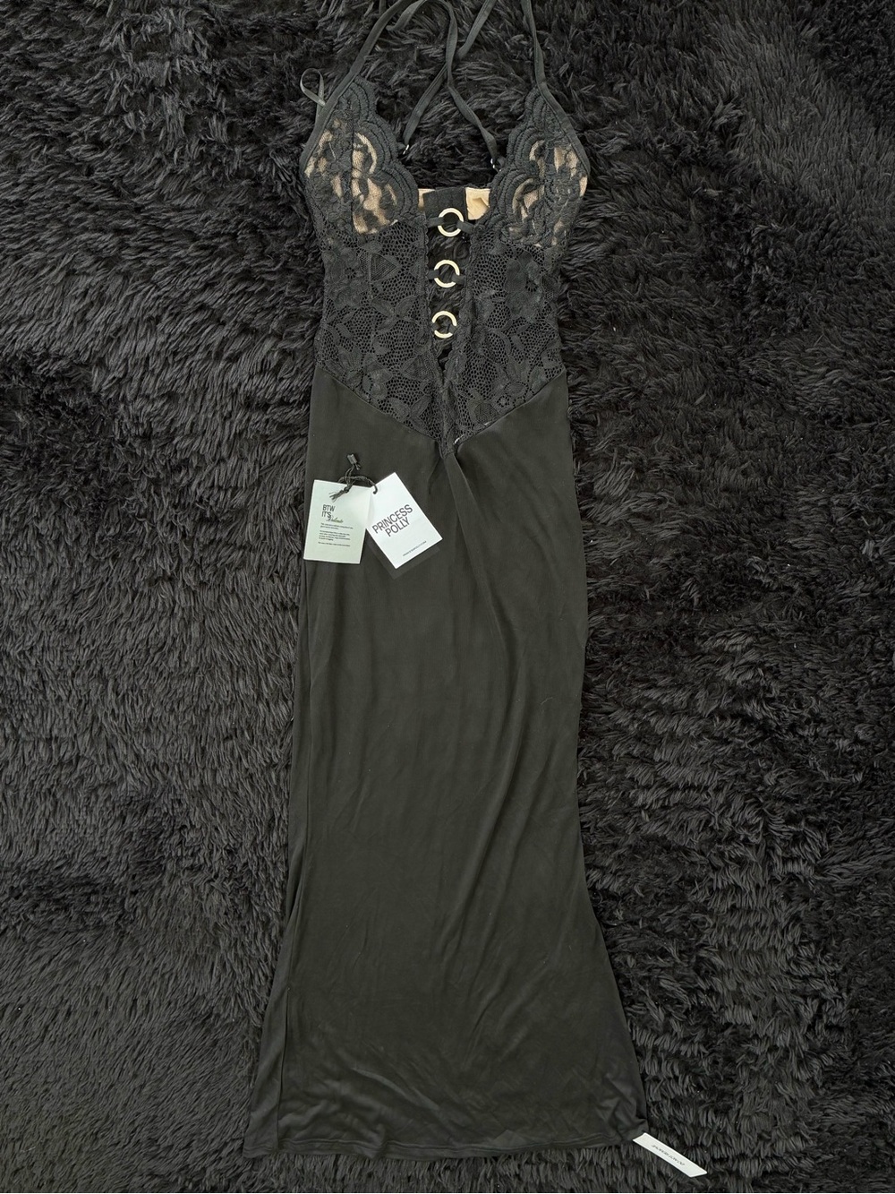 Princess Polly Totema Lace Halter Maxi Dress - US2